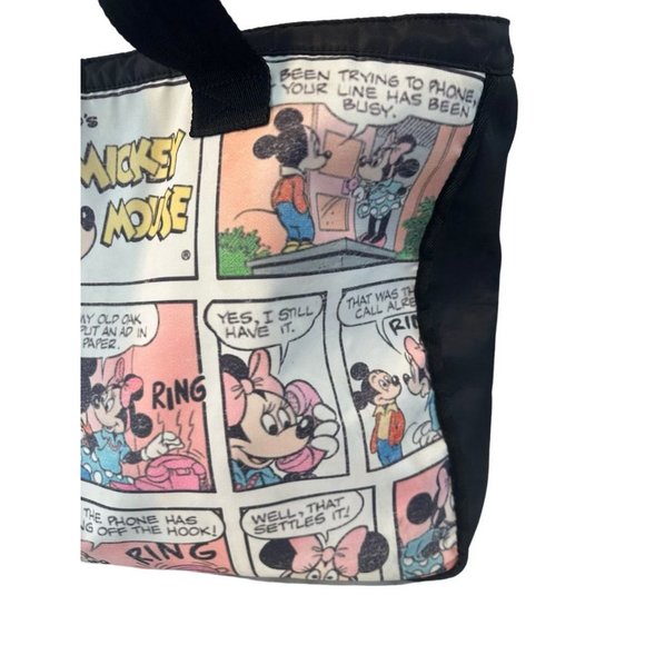 Disney Store Mickey & Minnie Mouse Cartoon Comic Strip Tote Bag Shoulder Shopper - Picture 4 of 7